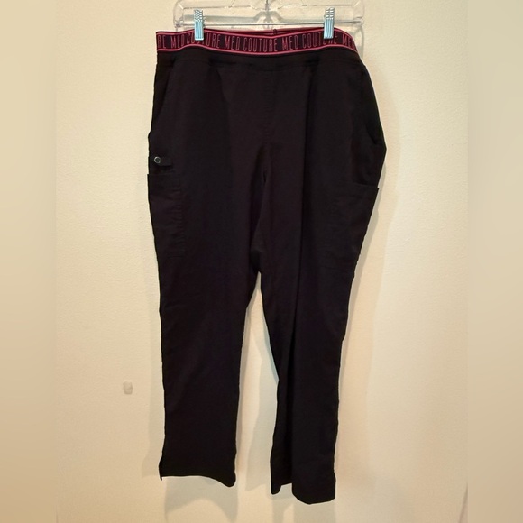 Med Couture Touch Black Scrub Pants with Pink Waistband XL - Picture 1 of 6